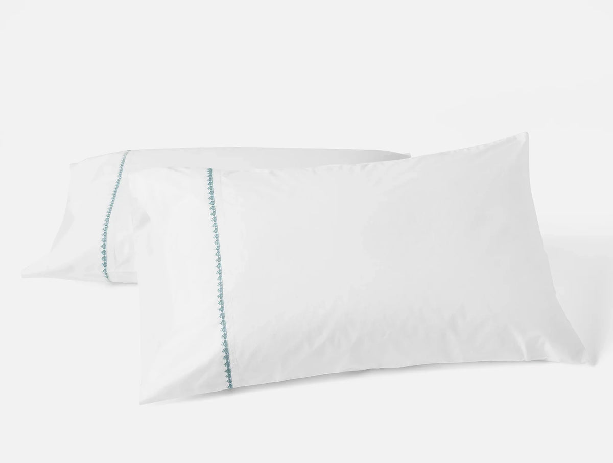 Floret Embroidered Organic Percale Sheet Set