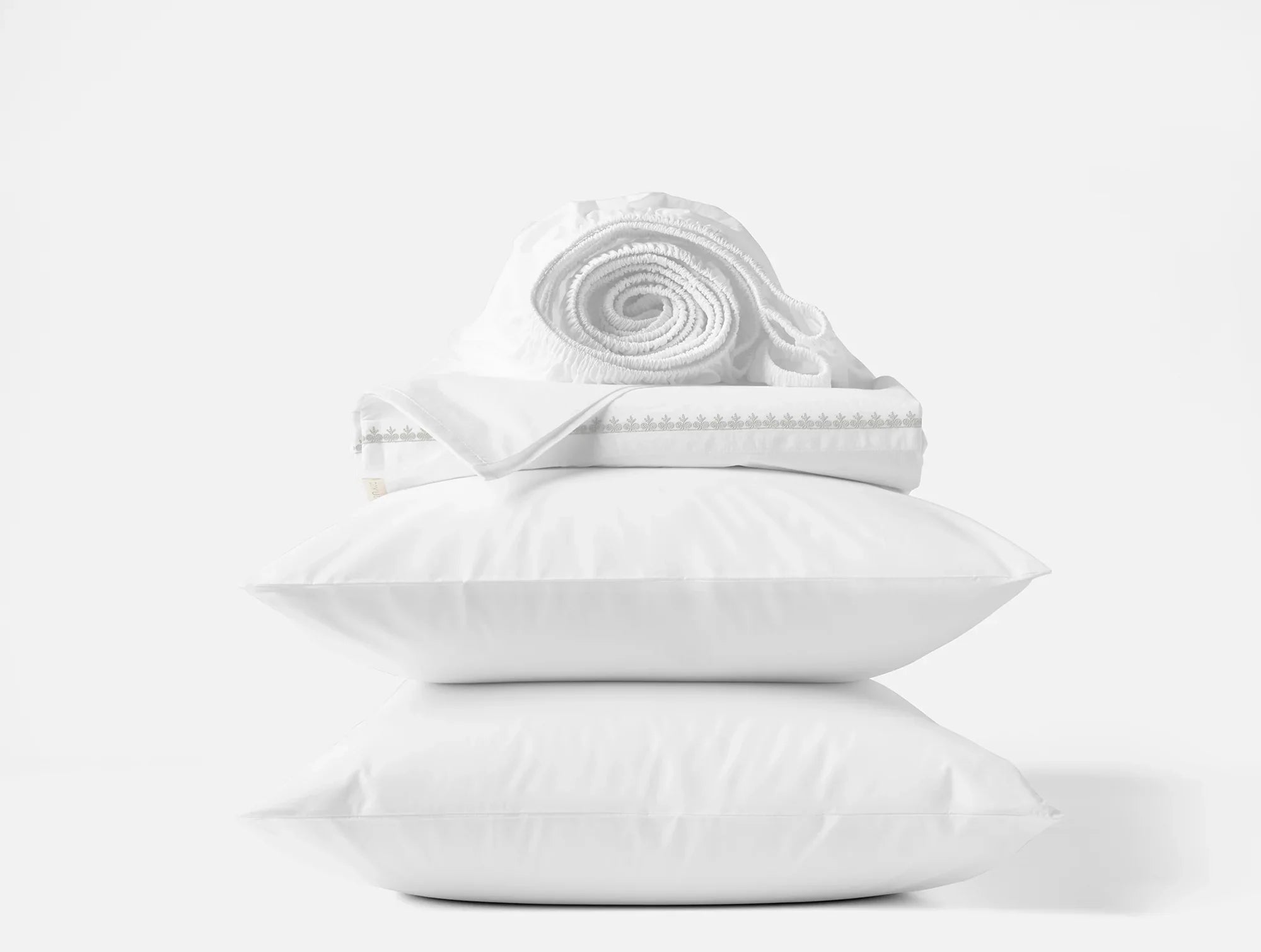 Floret Embroidered Organic Percale Sheet Set